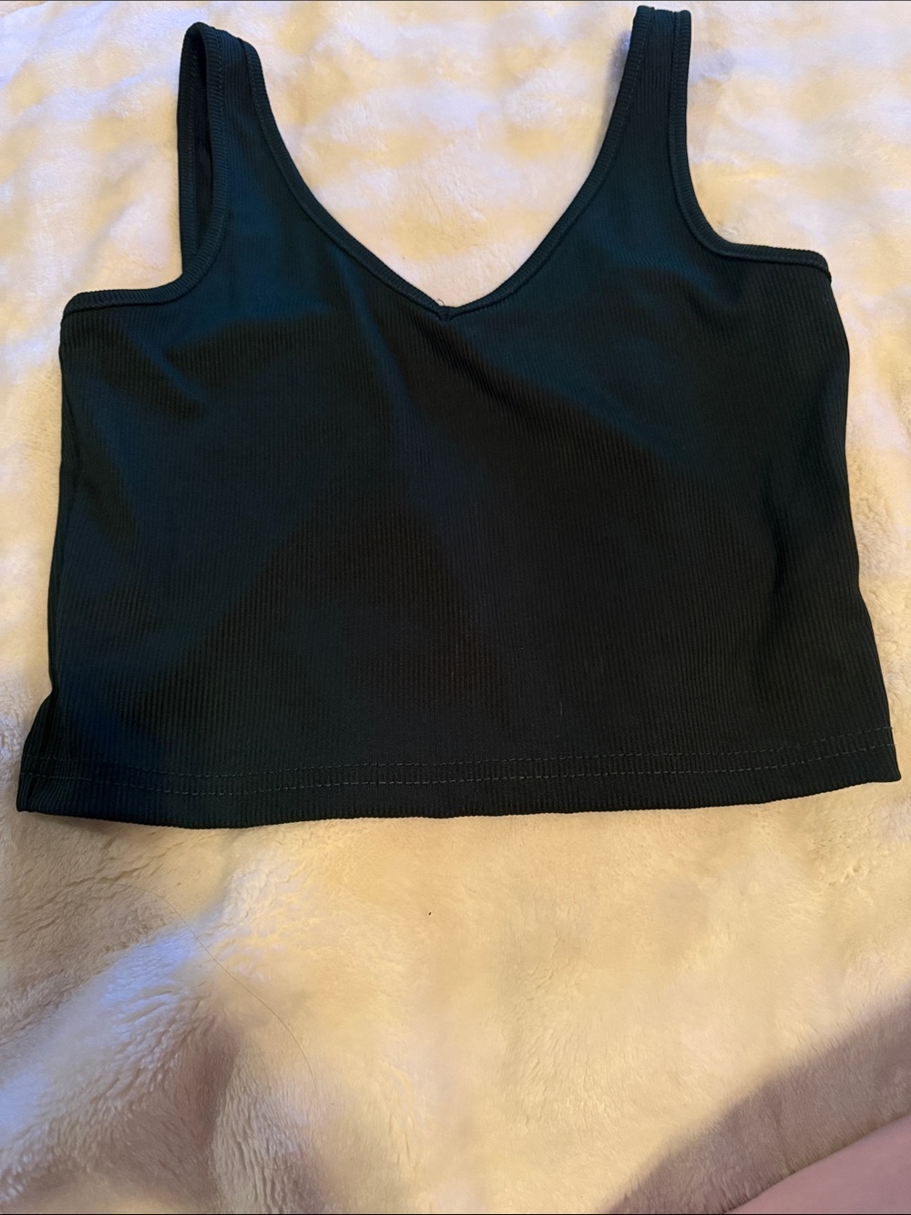 NEW Green Ribbed V-Neck Crop Tank Top - Women